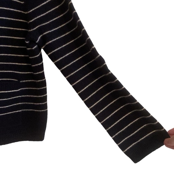 Alex Mill 100% Merino Wool Navy White Striped Button Up Marina Sweater Cardigan - Picture 9 of 11